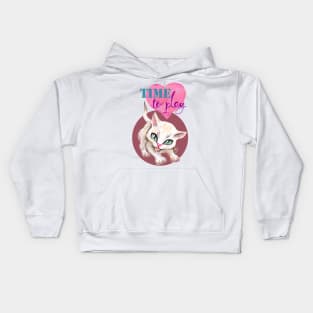 Sweet cute white kitten best friend. Love you cat. Kids Hoodie